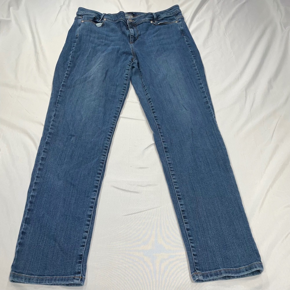 J. Jill Weekender Straight Leg Jeans Blue Denim Medium Wash Women 14 Stretch